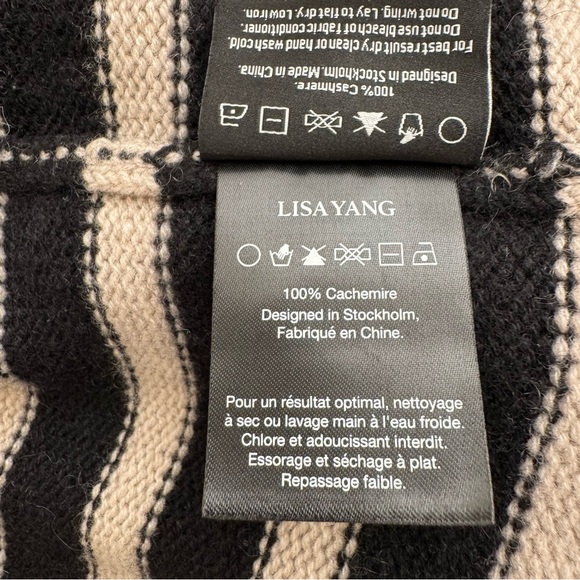 •Lisa Yang Daphne Cashmere Cardigan in Black & Sand Stripes Size 1=S/M - Picture 7 of 14